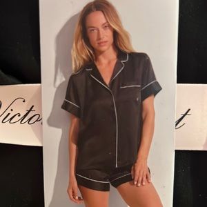 NWT Victoria’s Secret Satin Short Black PJ Set size S
